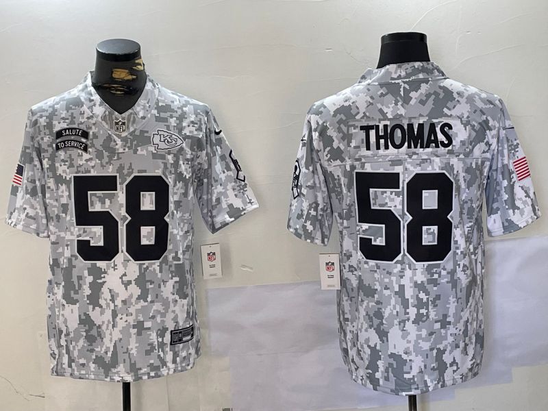 Men Kansas City Chiefs #58 Thomas Nike Arctic Camo 2024 Salute to Service Limited NFL Jersey style 1